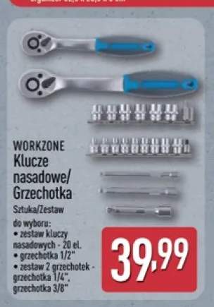 Zestaw kluczy nasadowych 20 el. Workzone +2 warianty