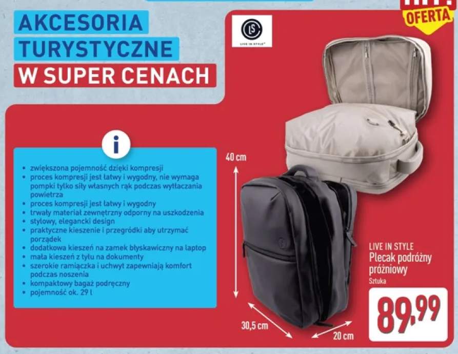 Plecak podróżny próżniowy Live in Style