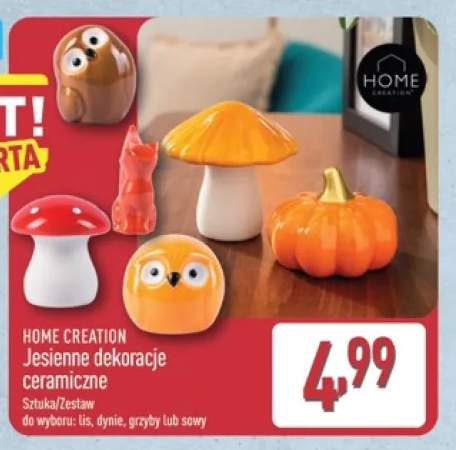 Jesienne dekoracje ceramiczne lis Home Creation +3 warianty