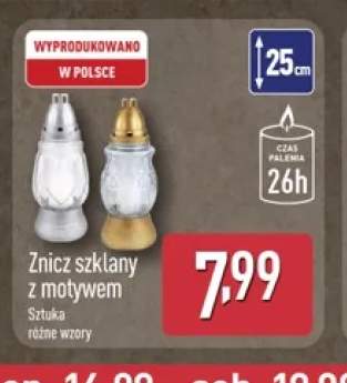 Znicz szklany z motywem