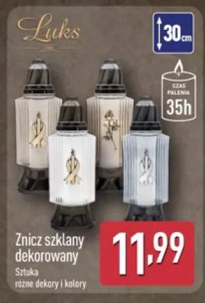 Znicz szklany dekorowany Luks