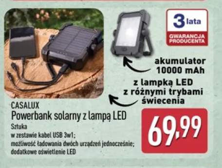 Powerbank solarny z lampą LED Casalux