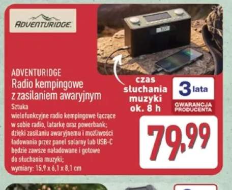 Radio kempingowe z zasilaniem awaryjnym Adventuridge