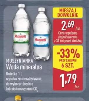 Woda mineralna gazowana średnionasycona CO2 Muszynianka +1 wariant