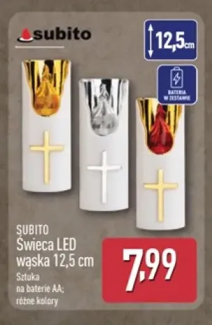 Świeca LED wąska 12,5 cm Subito