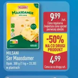 Ser maasdamer w plastrach Milsani