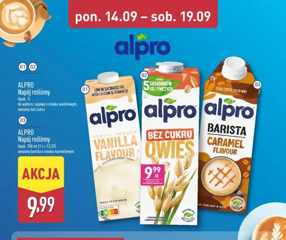 Napój roślinny sojowy o smaku waniliowym Alpro +2 warianty