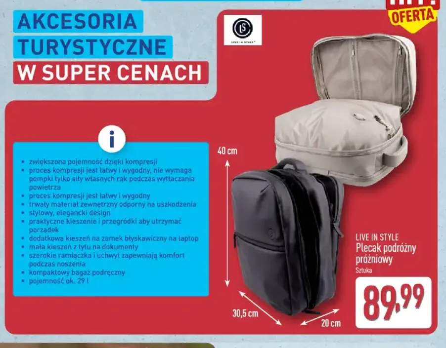 Plecak podróżny próżniowy Live in Style