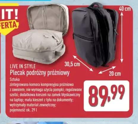 Plecak podróżny próżniowy Live In Style