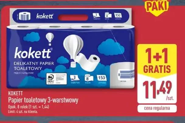 Papier toaletowy 3-warstwowy Kokett 8-pak
