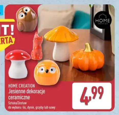 Jesienne dekoracje ceramiczne lis Home Creation +3 warianty