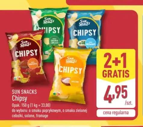 Chipsy o smaku paprykowym Sun Snacks +3 warianty