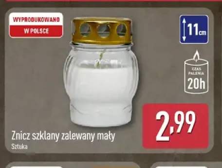Znicz szklany zalewany mały