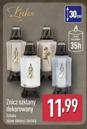 Znicz szklany dekorowany Luks