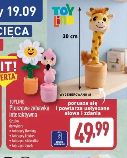 Pluszowa zabawka interaktywna tańczący flaming Toylino +3 warianty
