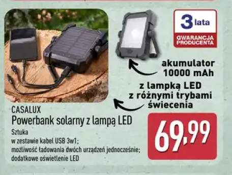 Powerbank solarny z lampą LED Casalux