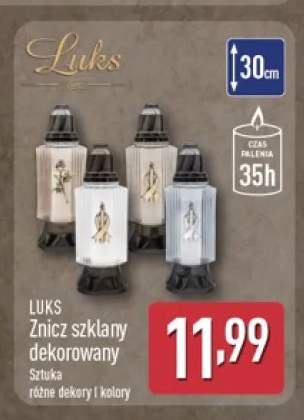 Znicz szklany dekorowany Luks