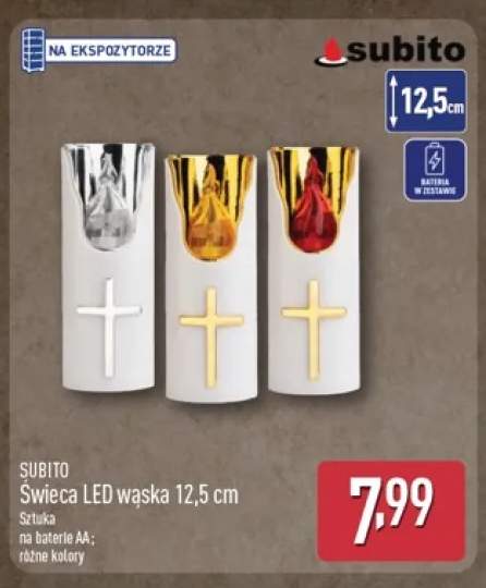 Świeca LED wąska 12,5 cm Subito