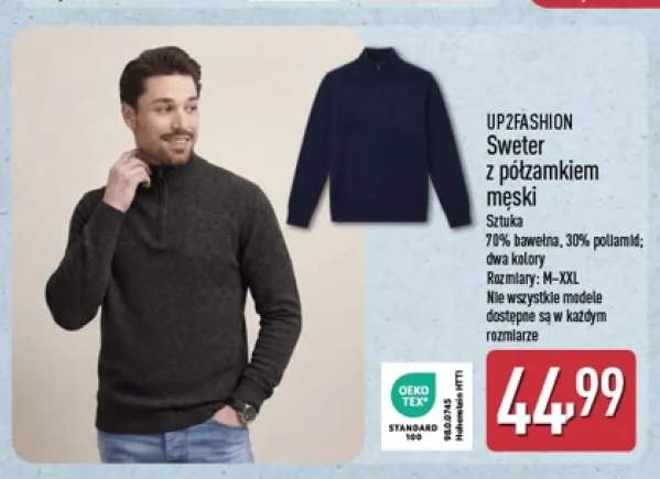 Sweter z półzamkiem męski UP2FASHION