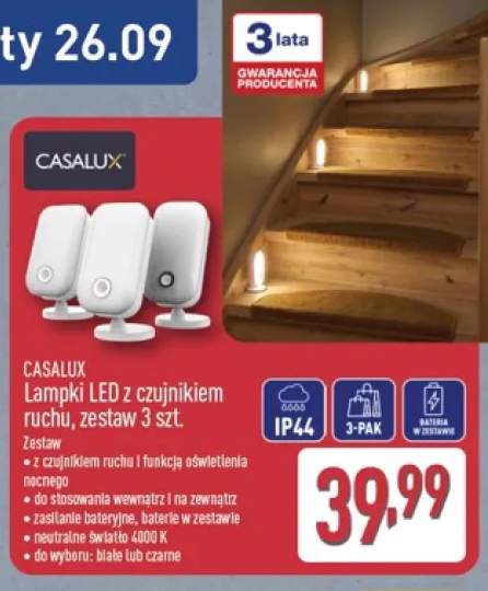 Lampki LED z czujnikiem ruchu zestaw 3 szt. Casalux