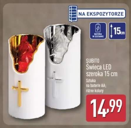 Świeca LED szeroka 15 cm Subito