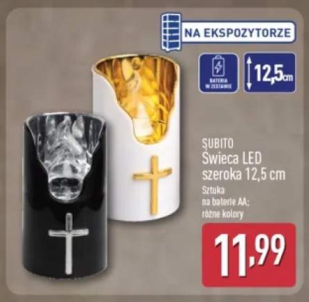 Świeca LED szeroka 12,5 cm Subito