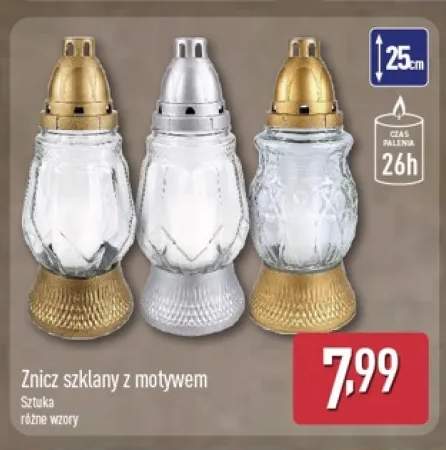 Znicz szklany z motywem