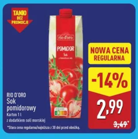 Sok pomidorowy z dodatkiem soli morskiej Rio D'Oro