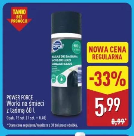 Worki na śmieci z taśmą 60 l Power Force