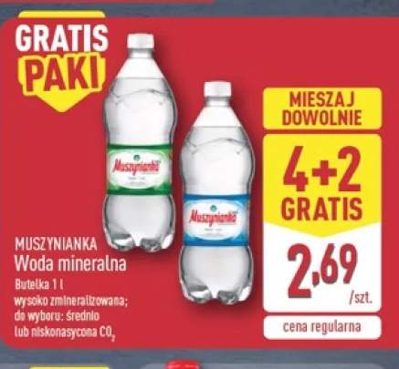Woda mineralna gazowana Muszynianka średnionasycona CO2 +1 wariant