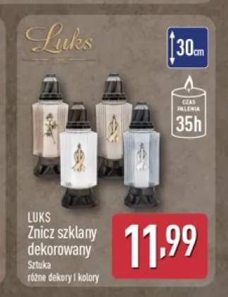 Znicz szklany dekorowany Luks