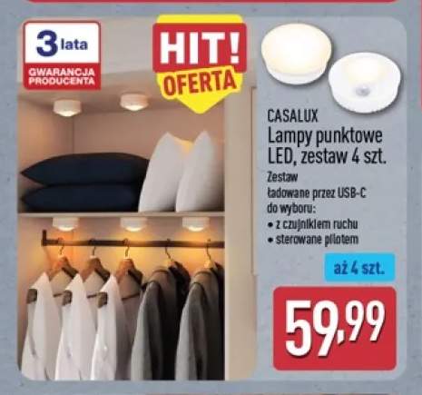 Lampy punktowe LED zestaw 4 szt. z czujnikiem ruchu Casalux +1 wariant