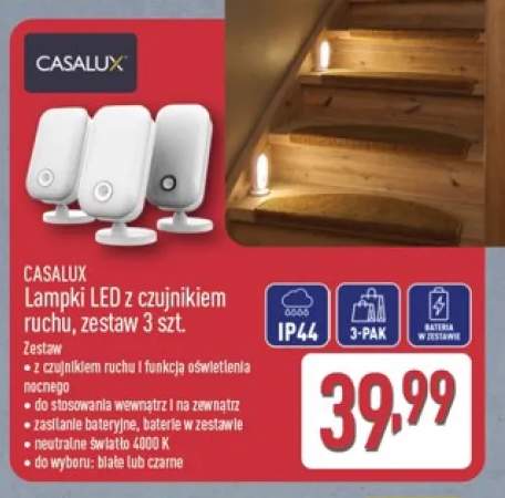 Lampki LED z czujnikiem ruchu zestaw 3 szt. Casalux