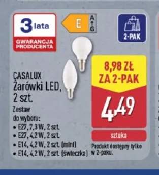 Żarówki LED 2-pak E27 7,3W Casalux +3 warianty
