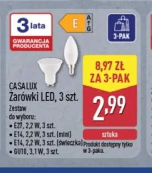 Żarówki LED 3-pak E27 2,2W Casalux +3 warianty