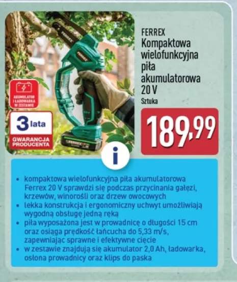 Kompaktowa wielofunkcyjna piła akumulatorowa Ferrex