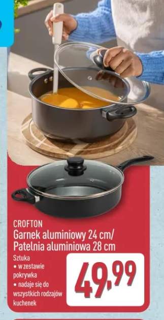Garnek aluminiowy 24 cm z pokrywką Crofton +1 wariant