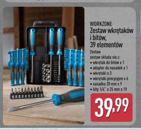 Zestaw wkrętaków i bitów 39 elementów Workzone