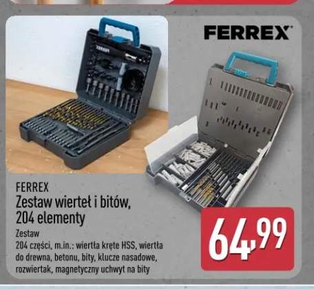 Zestaw wierteł i bitów 204 elementy Ferrex