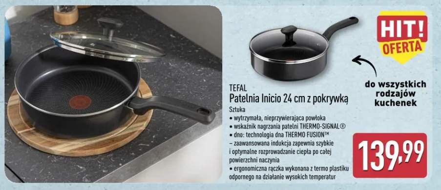Patelnia Inicio 24 cm z pokrywką Tefal