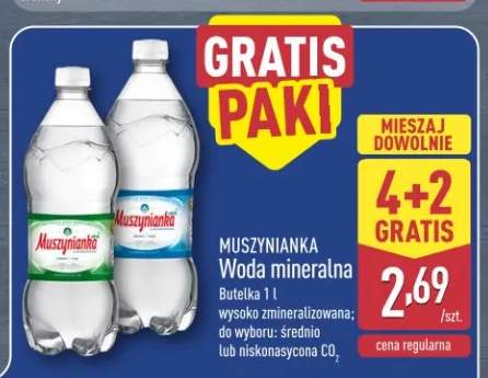Woda mineralna gazowana średnionasycona CO2 Muszynianka +1 wariant