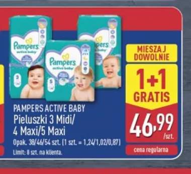 Pieluszki Active Baby 3 Midi Pampers +2 warianty