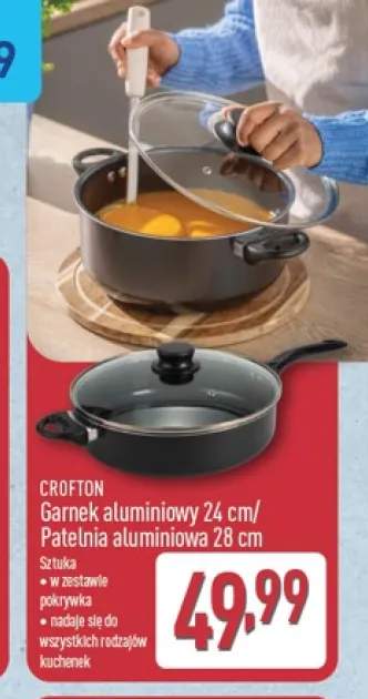 Garnek aluminiowy 24 cm z pokrywką Crofton +1 wariant