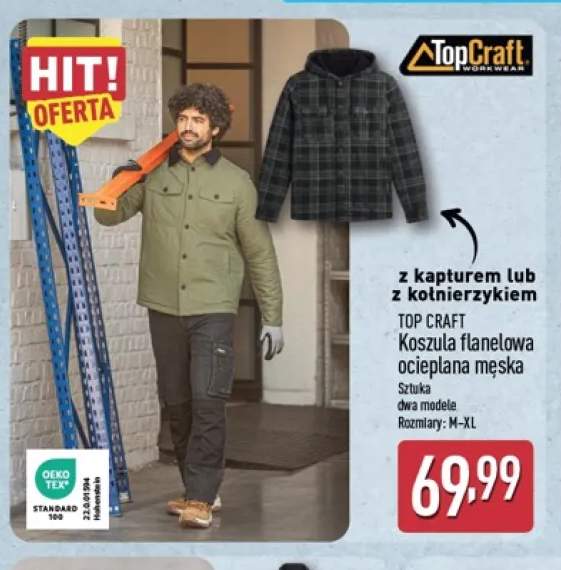 Koszula flanelowa ocieplana męska z kołnierzykiem Top Craft +1 wariant