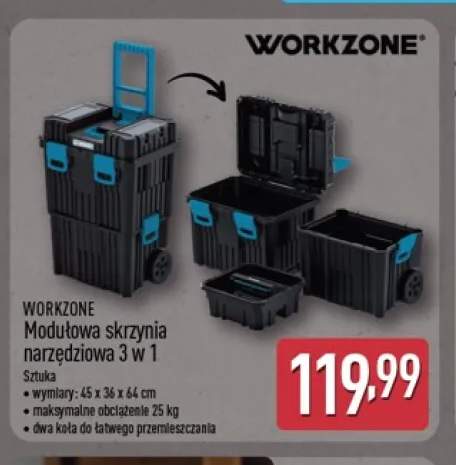 Modułowa skrzynia narzędziowa 3 w 1 Workzone