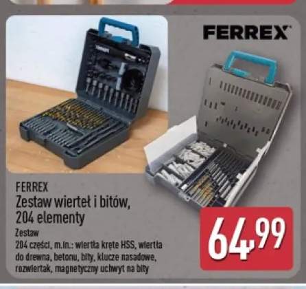 Zestaw wierteł i bitów 204 elementy Ferrex
