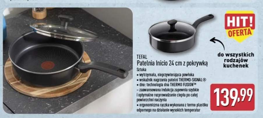 Patelnia Inicio 24 cm z pokrywką Tefal