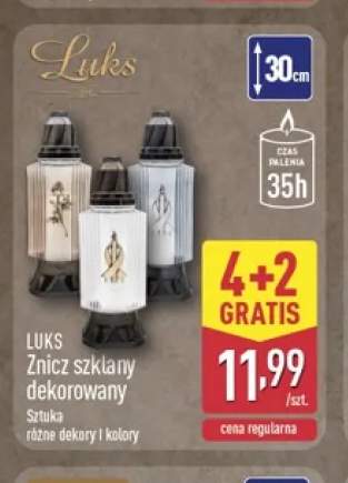 Znicz szklany dekorowany Luks