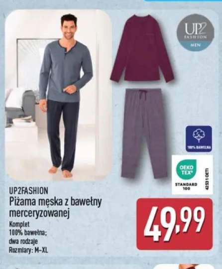 Piżama męska z bawełny merceryzowanej Up2fashion