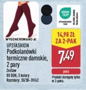 Podkolanówki termiczne damskie 2-pak Up2fashion